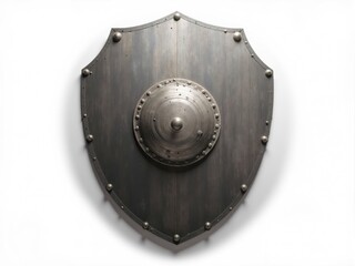 Medieval-Style Metal Shield with Central Boss