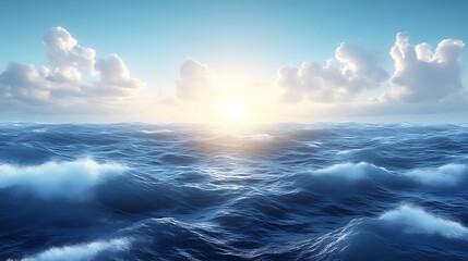 Obraz premium Ocean Waves Sunset Sky Cloudscape Seascape