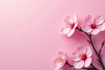 Cherry blossom petals on a light pink background, delicate, soothing