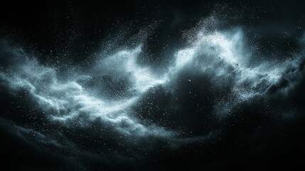 Fototapeta premium Dark, swirling cloudscape with ethereal glowing elements.
