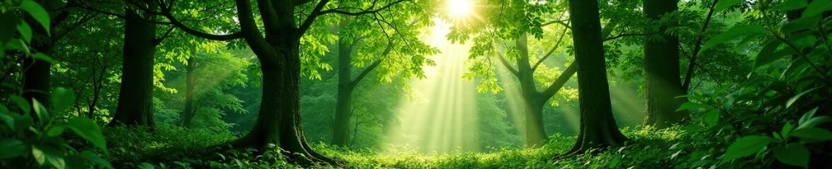 Obraz premium Dense forest canopy with sunlight filtering through, green, vegetation, Tocantins