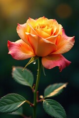 Fototapeta premium Delicate orange bloom rose petals unfolding in morning dew, bloom, orange, gentle