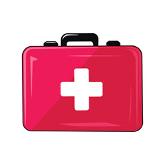 Obraz premium Flat first aid kit vector icon. Med kit for health and emergency care. Simple illustration for medical and healthcare concepts.