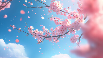 青空を背景に広がる桜の枝ぶり