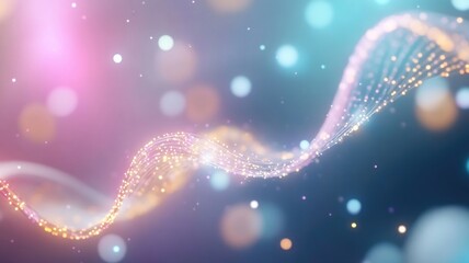 Abstract representation of viral structure with glowing spiral pattern in colorful bokeh background