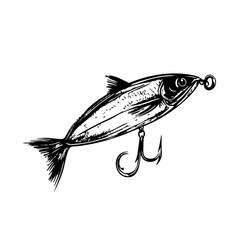 Fish Tackle for a Fishing Trip Outdoors in the Summer Sketch Illustration