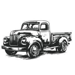 Vintage Truck Icon Sketch Illustration