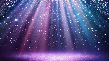 abstract background with rays of light and particles in blue and purple tones