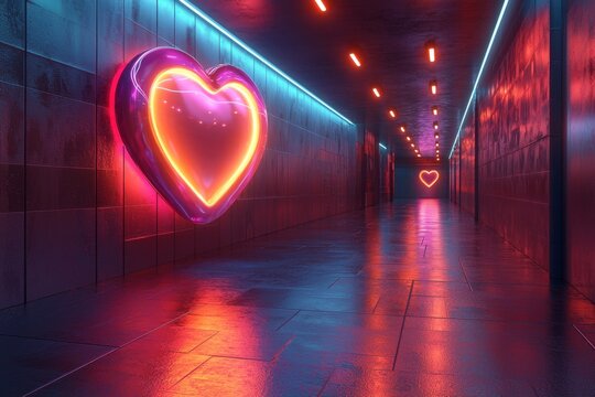 Ethereal Love: A Holographic Heart in a Futuristic World of Light and Energy, Symbol of Love, Romance, Technology, and Innovation