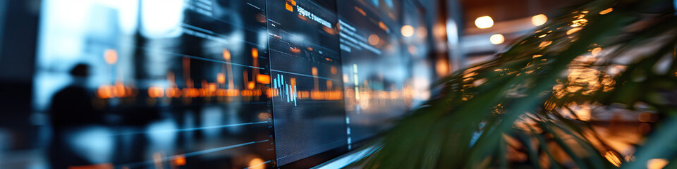 Fototapeta premium Financial Data Display with Chart Graphics and Interior Background