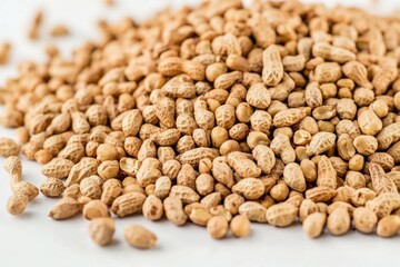 A heap of peanuts placed on a flat surface, great for illustration or graphic design