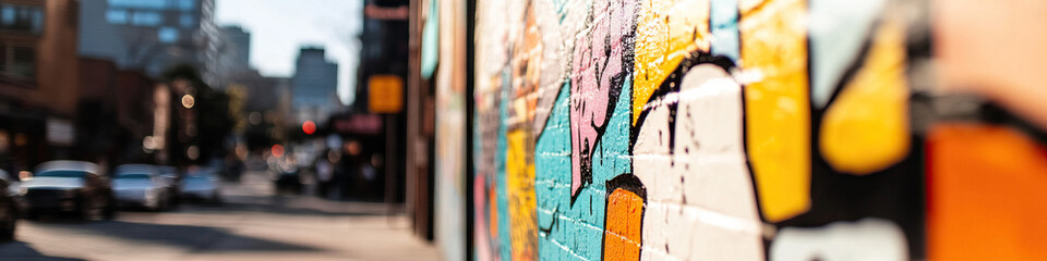 Fototapeta premium Urban Street Scene with Abstract Mural