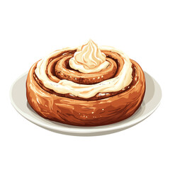 Cinnamon roll vector logo isolated on white background Cinnamon rolls with cream clipart Illustration