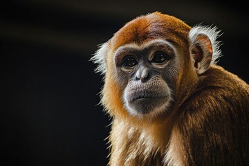 Fototapeta premium Monkey's face on a dark background
