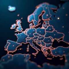 European Telecommunication Network Connected Over Europe, France, Germany, Uk, Italy, Concept About Internet And Global Communication Technology For Finance