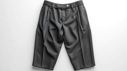Stylish gray shorts displayed on a clean surface, showcasing modern fashion design and tailored craftsmanship