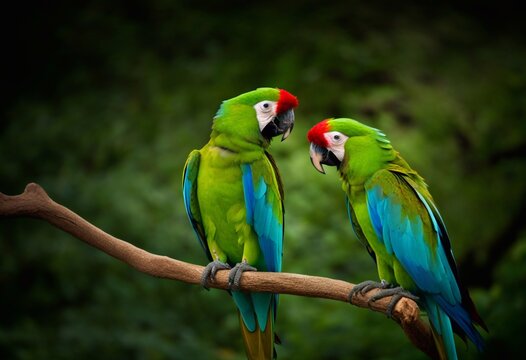 two parrots on a branch