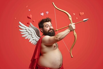 Cupid-Inspired Angel Holding a Bow in a Valentine’s Themed Setting