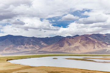 Beautiful landscape with mountains at Pampakarule and Sango Plain, near Hanle village in Ladakh,...
