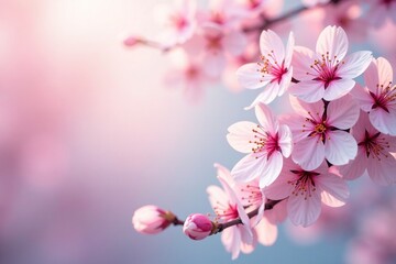 Fototapeta premium Abstract background with cherry blossoms in a gradient of soft pastel colors, , gentle hues