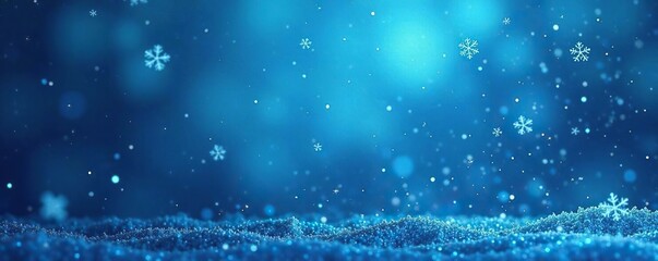 Obraz premium Blue gradient background with a sprinkle of white snowflakes, frosty, sprinkle, wintry
