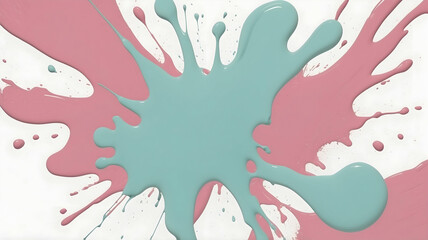 Naklejka premium Dusty Rose, Mint Green, Slate Gray Minimalist Paint Splash Background on white Canvas 