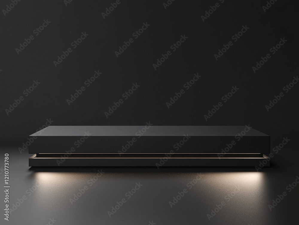 Poster minimalist dark pedestal with subtle lighting for modern product display
