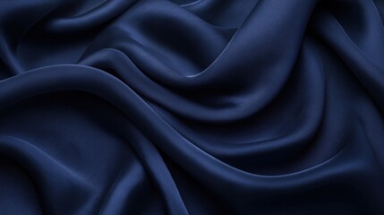 Fototapeta premium Luxurious deep navy blue fabric with soft folds and elegant texture