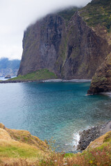 beautiful rocky mountains by the sea on the island of Madeira in Portugal