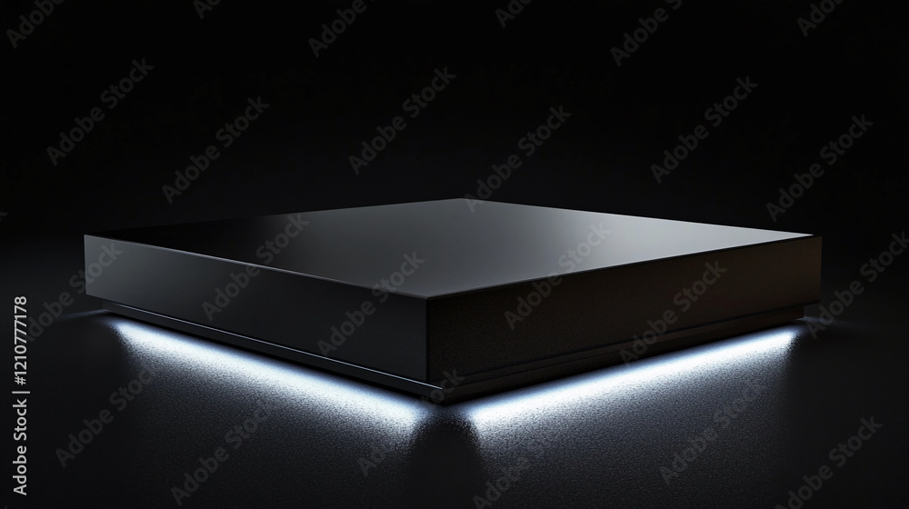 Poster Dark Modern Podium with Illuminated Base for Showcase or Display