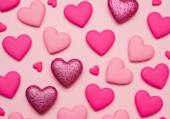 Obraz premium Valentine's Day pink hearts design, background image