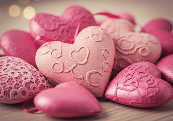 Obraz premium Valentine's Day pink hearts design, background image