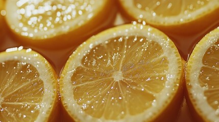 Honey-glazed lemon slices, close-up, studio, food photography