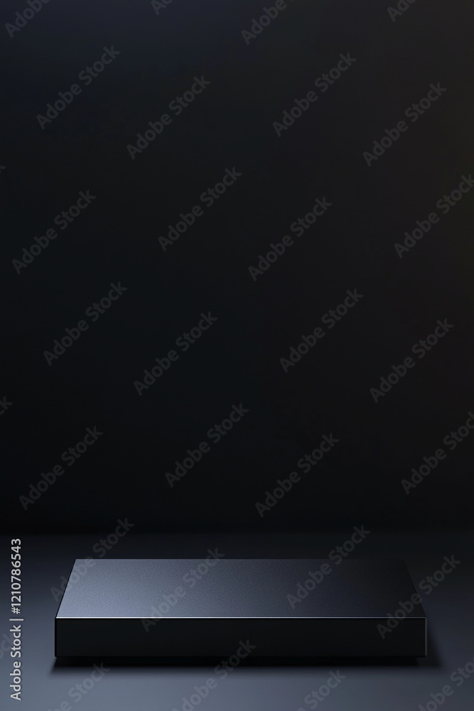 Poster minimal black podium with subtle lighting for modern product display