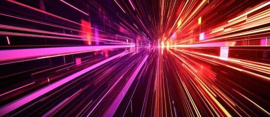 Vibrant Light Burst in Pink and Red Colors with Abstract Lines