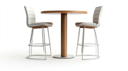 Modern Wooden Bar Table with Stylish White Chairs