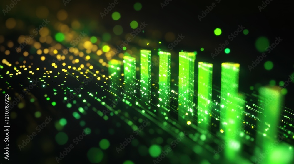 Aufkleber green columns are growing from a futuristic data flow made of binary code, representing concepts lik