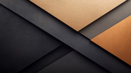 modern geometric background with layered paper textures in black and brown, high detail, sleek and elegant, contemporary and artistic, minimalistic design