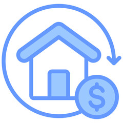 Property Flipping Blue Icon