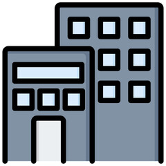 Commercial Property Outline Color Icon