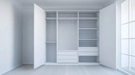 Empty Modern White Wardrobe Interior Design