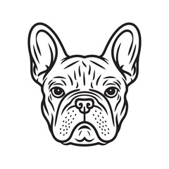 French Bulldog's Head. French Bulldog abstract and minimalist lineart design. French Bulldog Vector illustration.