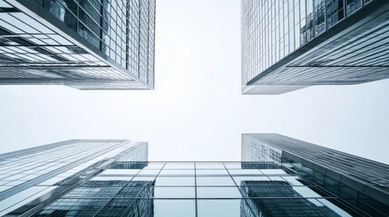 Fototapeta premium Modern Skyscrapers Reaching for the Sky: Urban Architectural Masterpiece