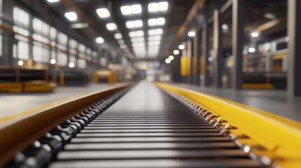 High-Tech Conveyor System in a Modern Manufacturing Facility