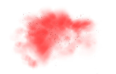 Magic red smoke background. Fantastic smoke with glitters. Fog with tiny particles. Stardust vapors. Smog cloud on podium or stage. Fog vapor over ground or water surface, magic haze.