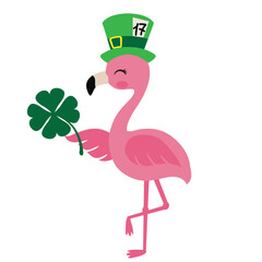 Patrick  flamingo leprechaun gnome   vector cartoon illustration