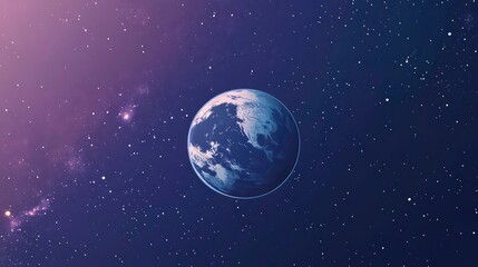 Obraz premium Earth from space, showing continents and oceans against a backdrop of stars and nebulae.