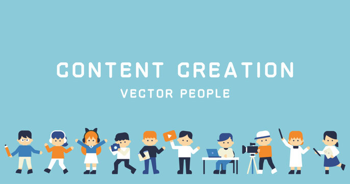 コンテンツ制作バナーイラスト｜クリエイター人物アイコンセット