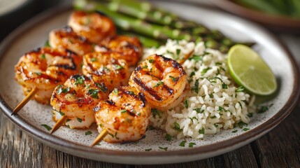 Highquality photo of dinner plate with shrimp and sides
