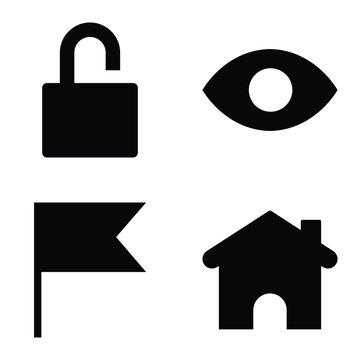 Simple Shapes Flat Icon Set Isolated On White Background